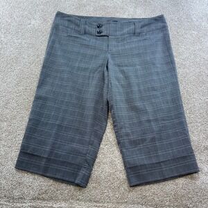 Y2K Spacegirlz Gray Plaid Bermuda Shorts Womens 18 Cuffed Dress Shorts 90s Work